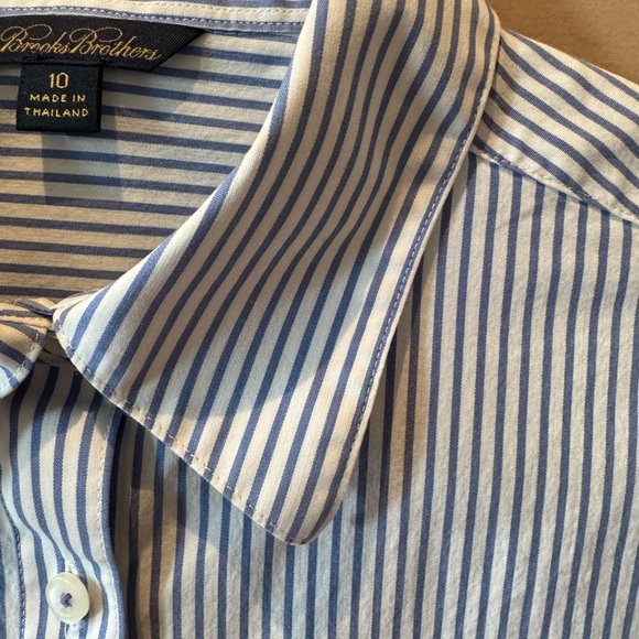 Brooks Brothers Navy and White Striped Button-Down Shirt-Women’s - Picture 4 of 6